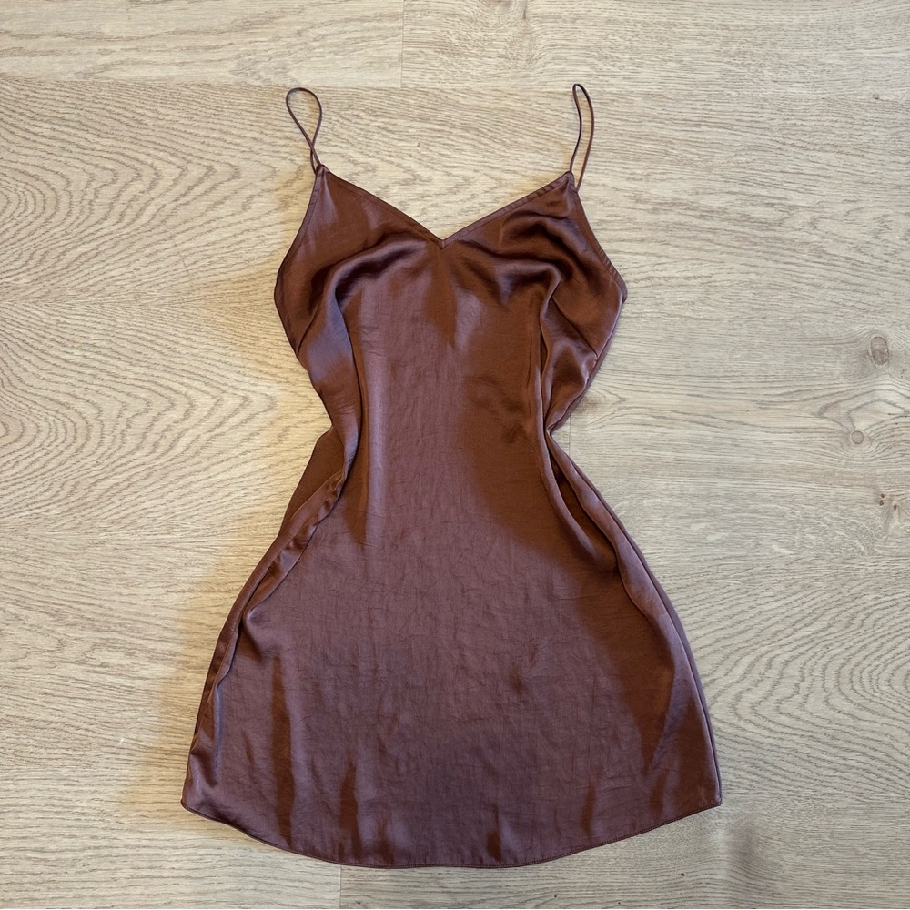 Wilfred Terracotta Burgundy Slip Satin Dress- XXS